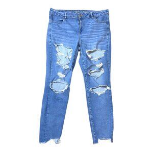 American Eagle AE Next Level Stretch Medium Wash High-Waisted Skinny Jeans 18